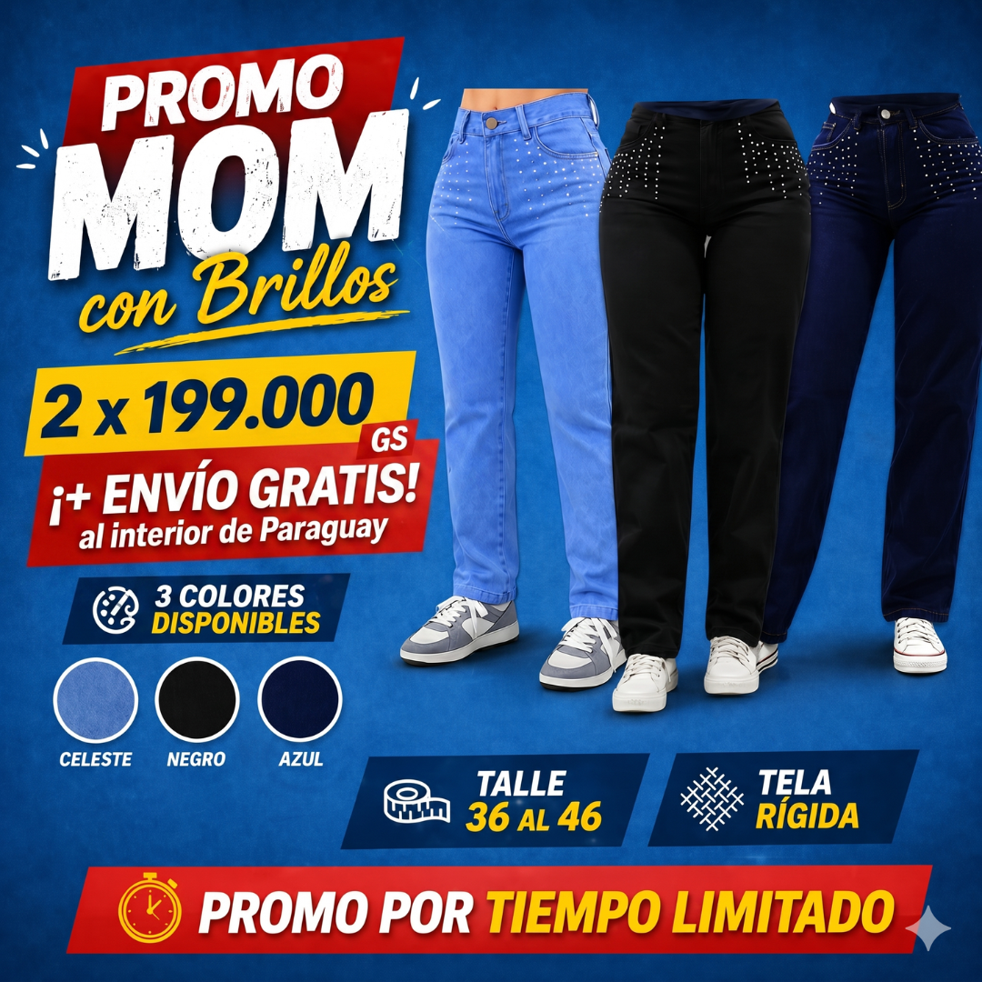 Jeans MOM para Dama con brillos. Promo 2x Gs.199.000 con envio gratis - Image 3