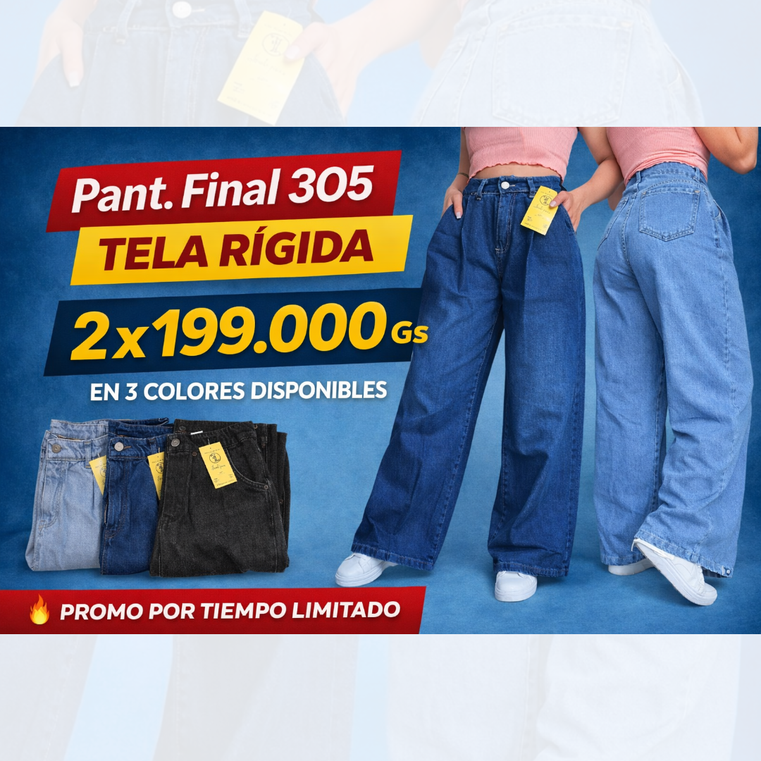 Jean ancho tela rígida para dama