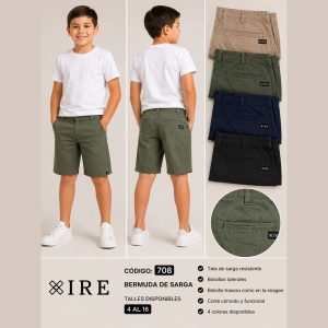 Bermuda de Sarga para Niños IRE 708 | Jeans.com.py