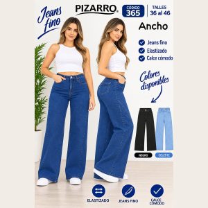 Combo 2 Jeans Ancho Wide Leg Dama Pizarro 365 – 36 al 46
