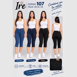 Combo 2 Jeans Capri Dama Elastizado Ire 107 – Talles 38 al 46