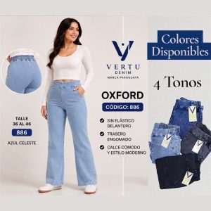 jeans oxford cintura elástica