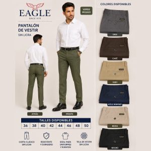 Combo 2 Pantalones de Vestir Hombre Eagle Sin Licra – Talles 36 al 46