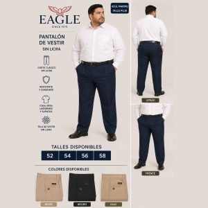 Combo 2 Pantalones de Vestir Talle Grande Hombre Eagle – Talles 48 al 58